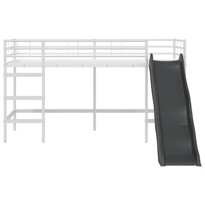 Kids'Loft Bed Frame with Slide Plain White and Anthracite