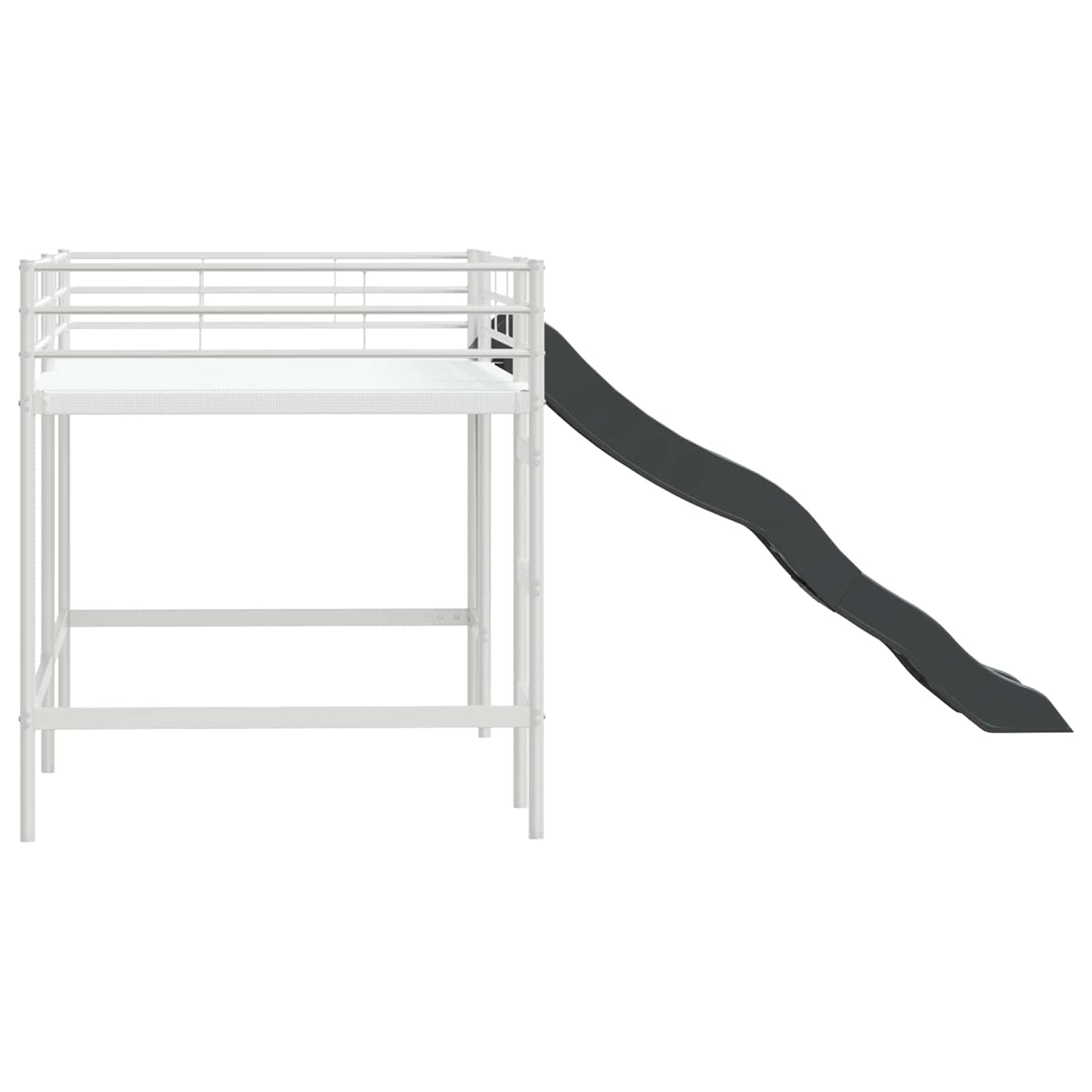 Kids'Loft Bed Frame with Slide Plain White and Anthracite