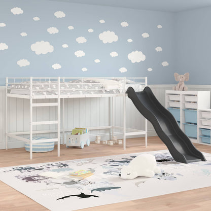 Kids'Loft Bed Frame with Slide Plain White and Anthracite