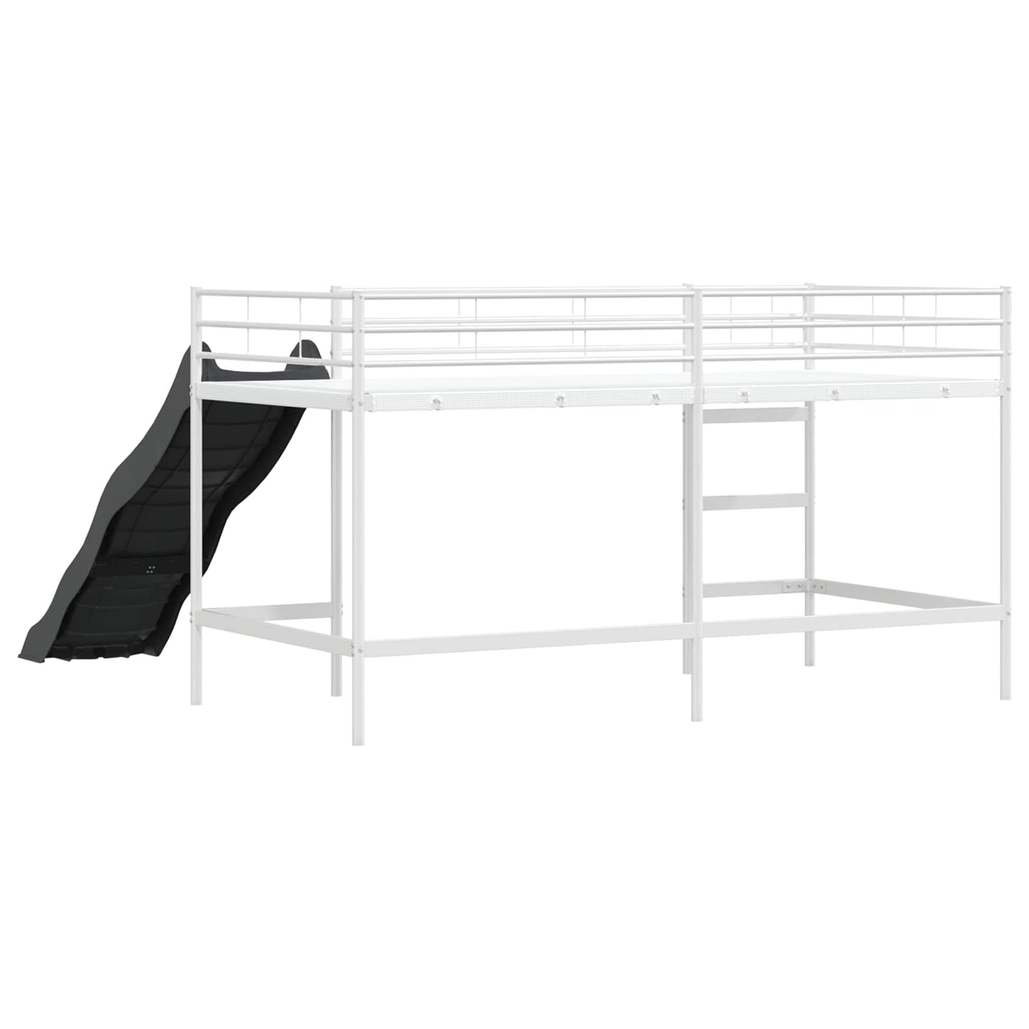 Kids'Loft Bed Frame with Slide Plain White and Anthracite