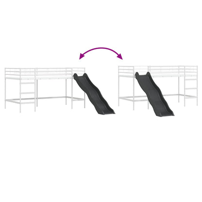 Kids'Loft Bed Frame with Slide Plain White and Anthracite