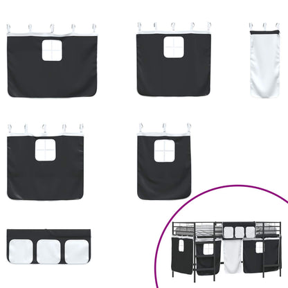 Kids'Loft Bed Frame with Curtains Plain Black 80 x 200 cm