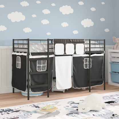 Kids'Loft Bed Frame with Curtains Black 100 x 190 cm