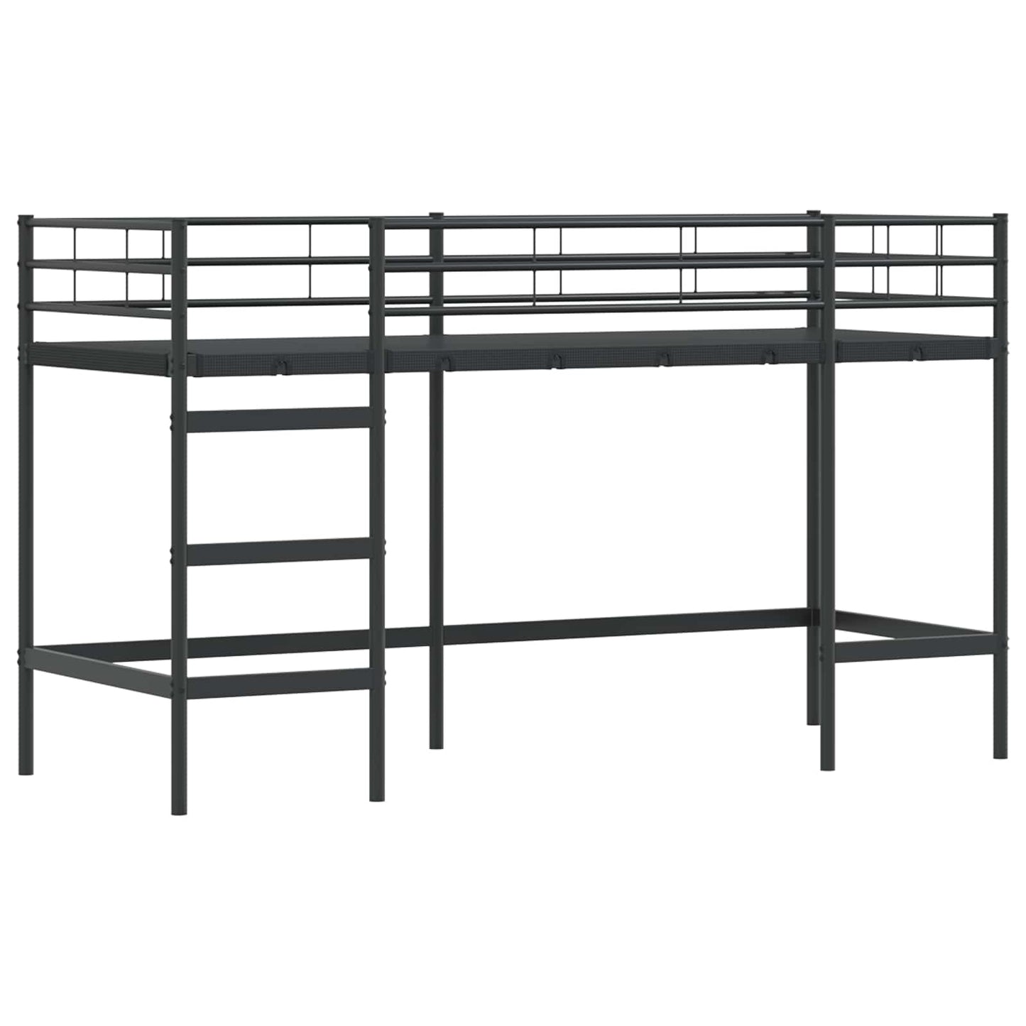 Kids'Loft Bed Frame with Curtains Black 100 x 190 cm
