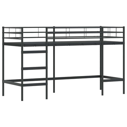 Kids'Loft Bed Frame with Curtains Black 100 x 190 cm