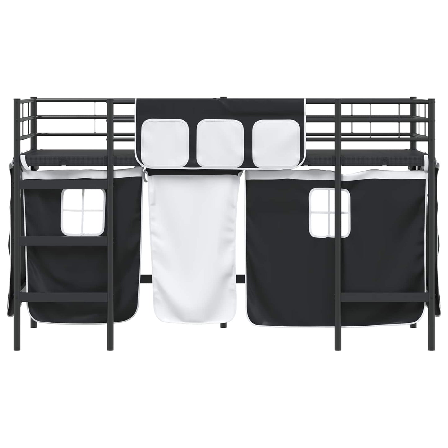 Kids'Loft Bed Frame with Curtains Black 100 x 190 cm