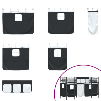 Kids'Loft Bed Frame with Curtains Black 100 x 190 cm
