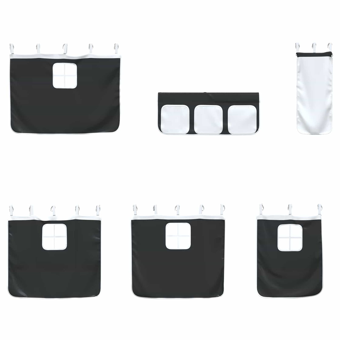 Kids'Loft Bed Frame with Curtains Black 100 x 190 cm