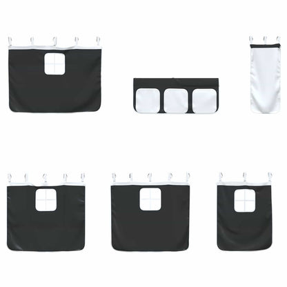 Kids'Loft Bed Frame with Curtains Black 100 x 190 cm