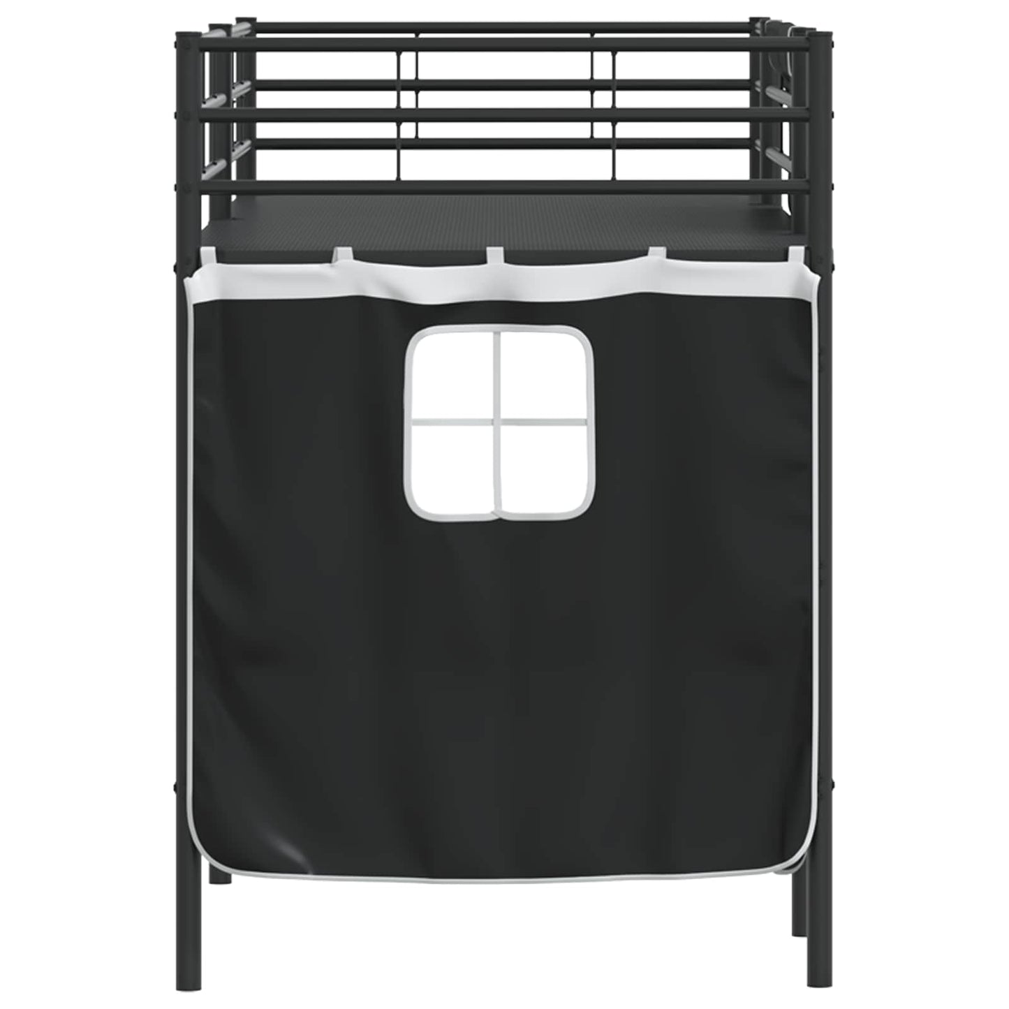 Kids'Loft Bed Frame with Curtains Black 100 x 190 cm