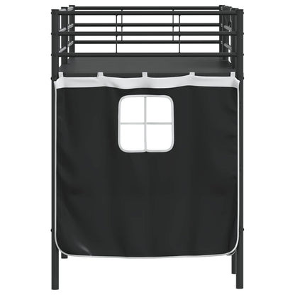 Kids'Loft Bed Frame with Curtains Black 100 x 190 cm
