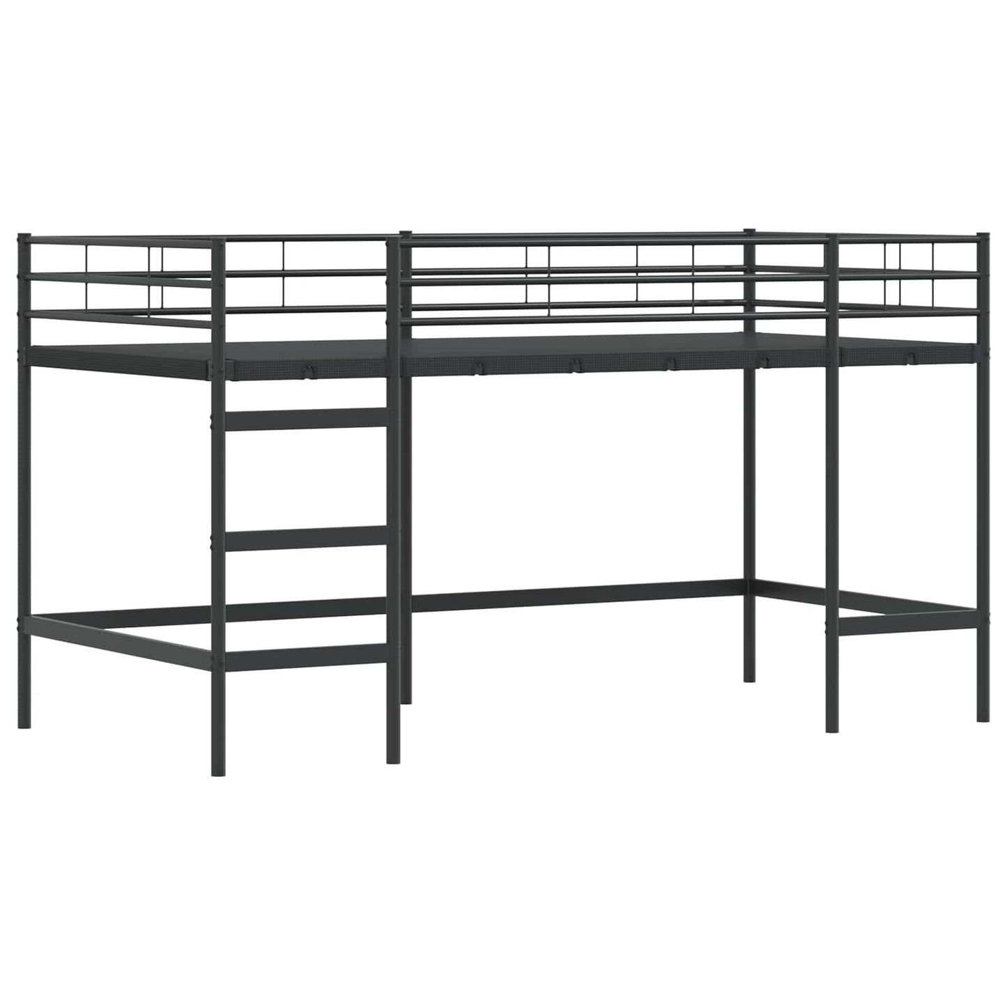 Kids'Loft Bed Frame with Curtains Black 107 x 200 cm