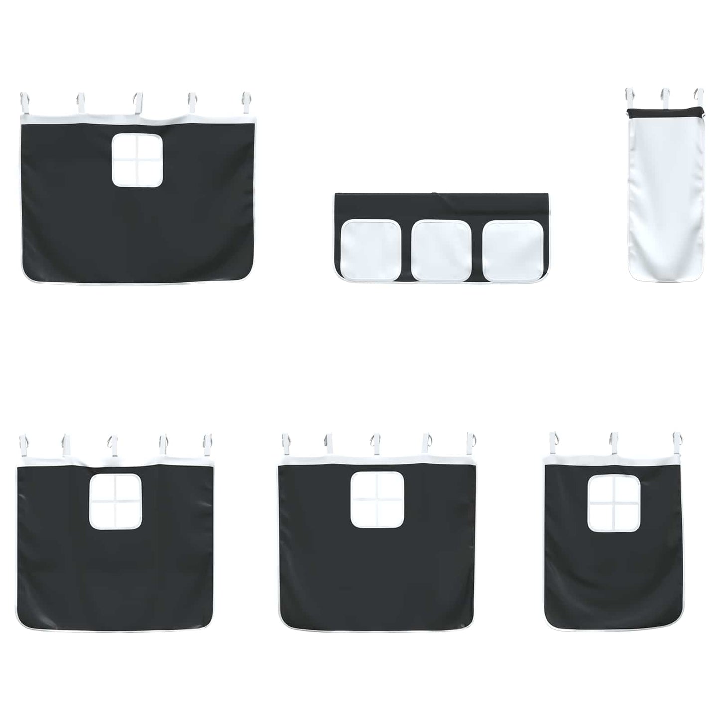 Kids'Loft Bed Frame with Curtains Black 107 x 200 cm