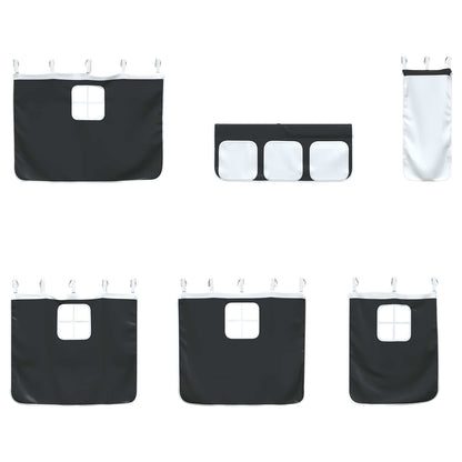 Kids'Loft Bed Frame with Curtains Black 107 x 200 cm