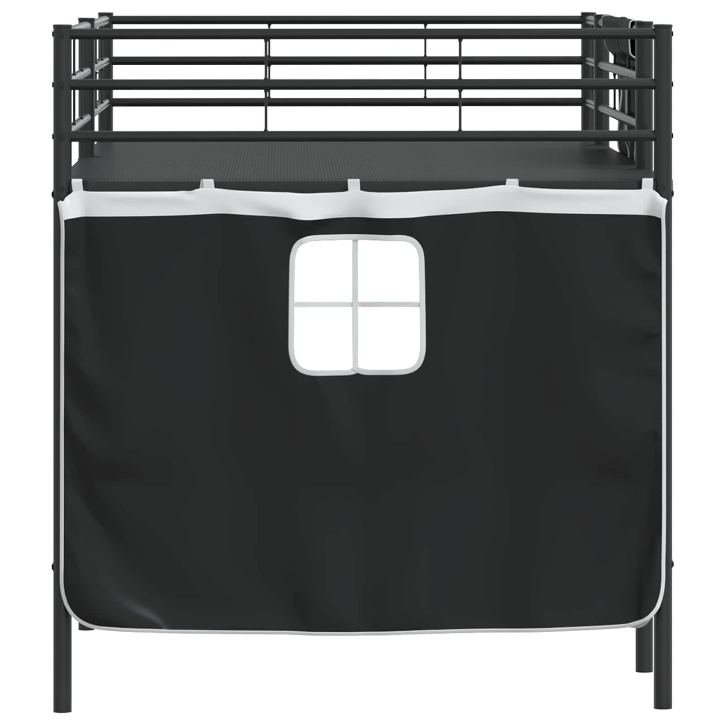 Kids'Loft Bed Frame with Curtains Black 107 x 200 cm