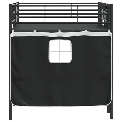 Kids'Loft Bed Frame with Curtains Black 107 x 200 cm