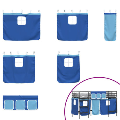 Kids'Loft Bed Frame with Curtains Black and Blue 100 x 190 cm