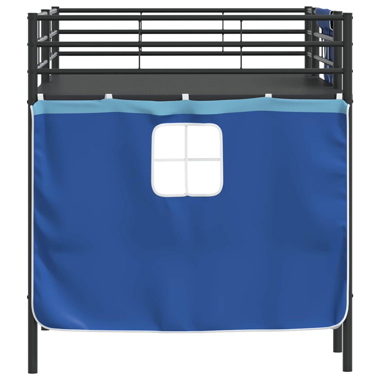 Kids'Loft Bed Frame with Curtains Black and Blue 107 x 203 cm
