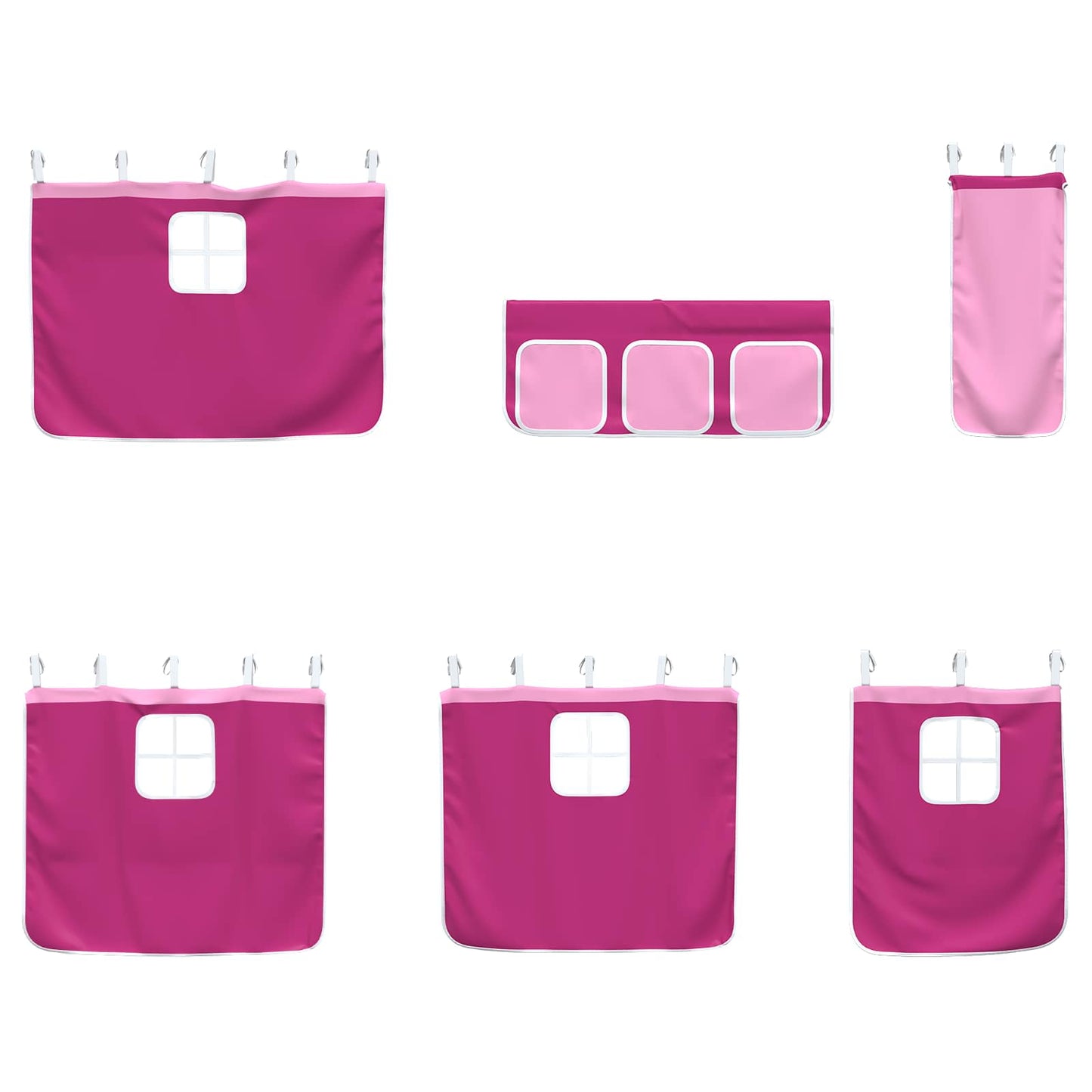 Kids'Loft Bed Frame with Curtains Black and Pink 75 x 190 cm