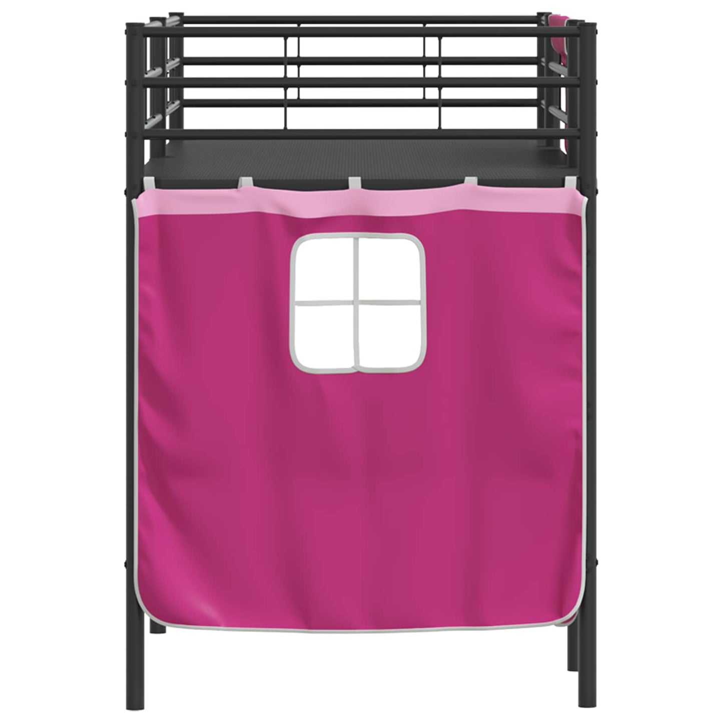 Kids'Loft Bed Frame with Curtains Black and Pink 75 x 190 cm