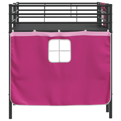 Kids'Loft Bed Frame with Curtains Black and Pink 107 x 203 cm