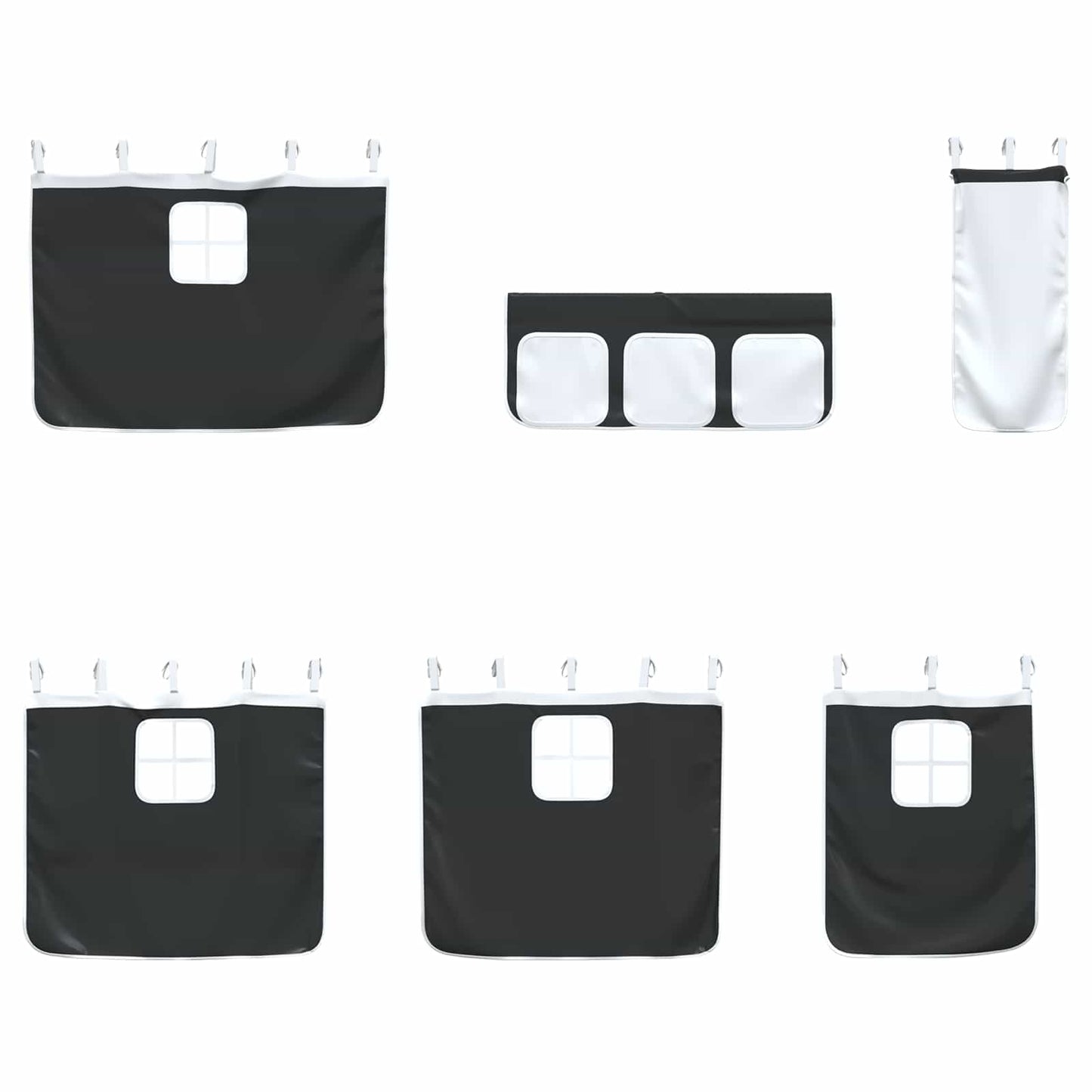 Kids'Loft Bed Frame with Curtains White and Black 100 x 190 cm