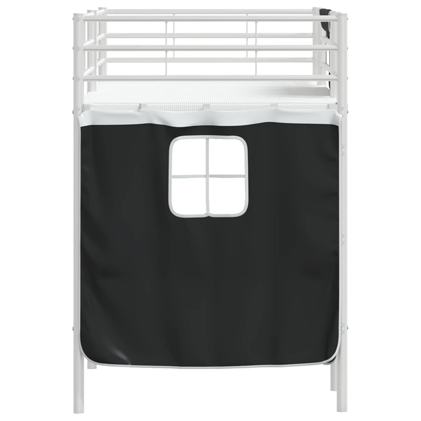 Kids'Loft Bed Frame with Curtains White and Black 100 x 190 cm