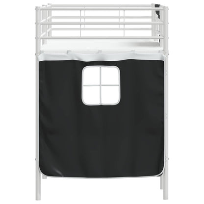 Kids'Loft Bed Frame with Curtains White and Black 100 x 190 cm
