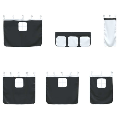 Kids'Loft Bed Frame with Curtains White and Black 107 x 203 cm