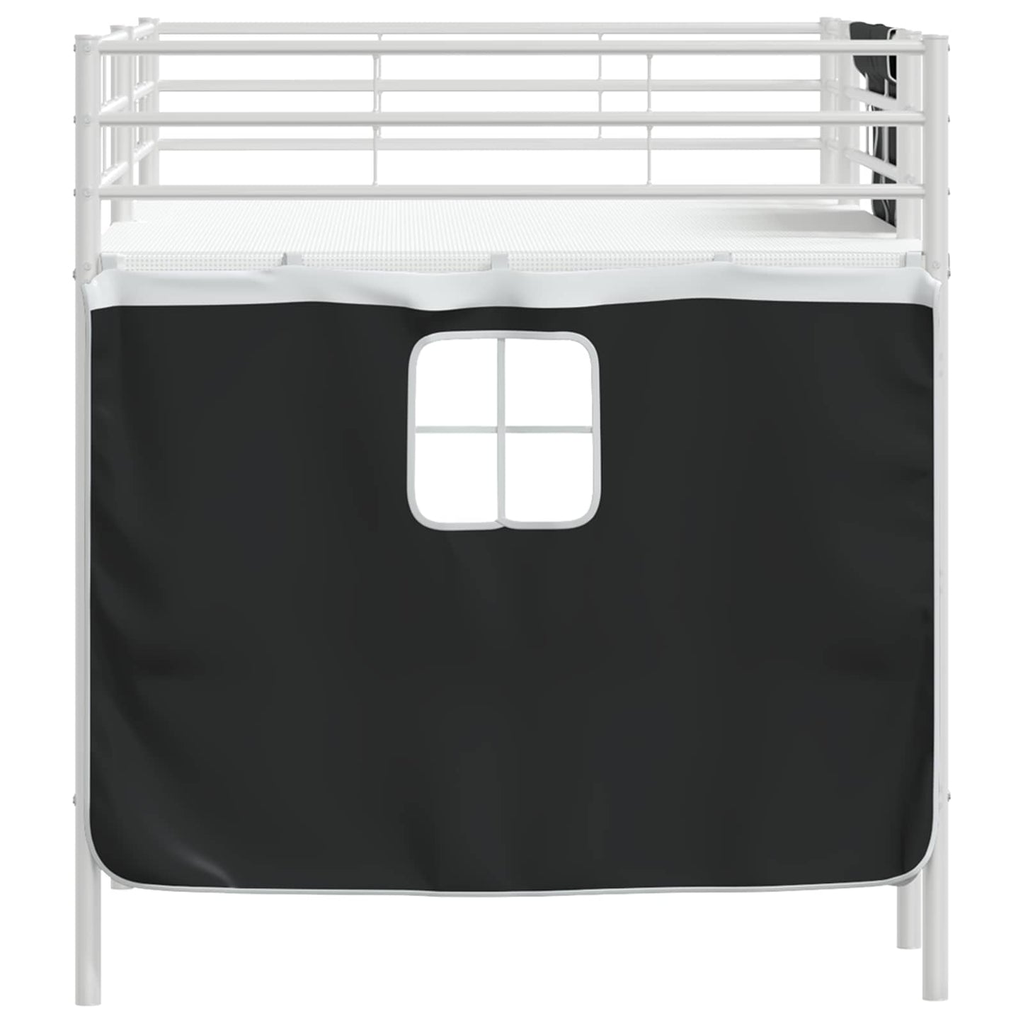 Kids'Loft Bed Frame with Curtains White and Black 107 x 203 cm