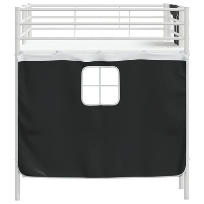 Kids'Loft Bed Frame with Curtains White and Black 107 x 203 cm