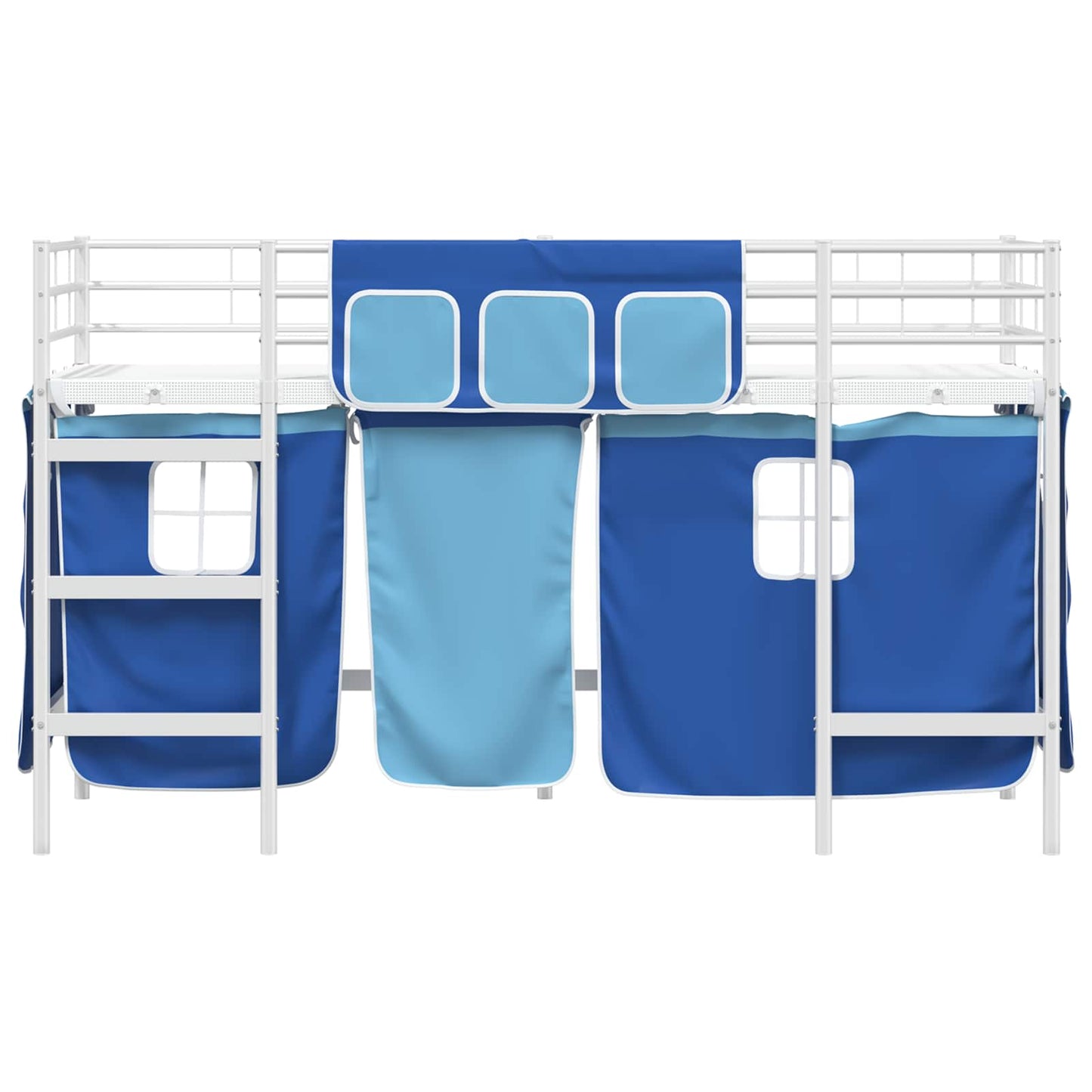 Kids'Loft Bed Frame with Curtains White and Blue 100 x 190 cm