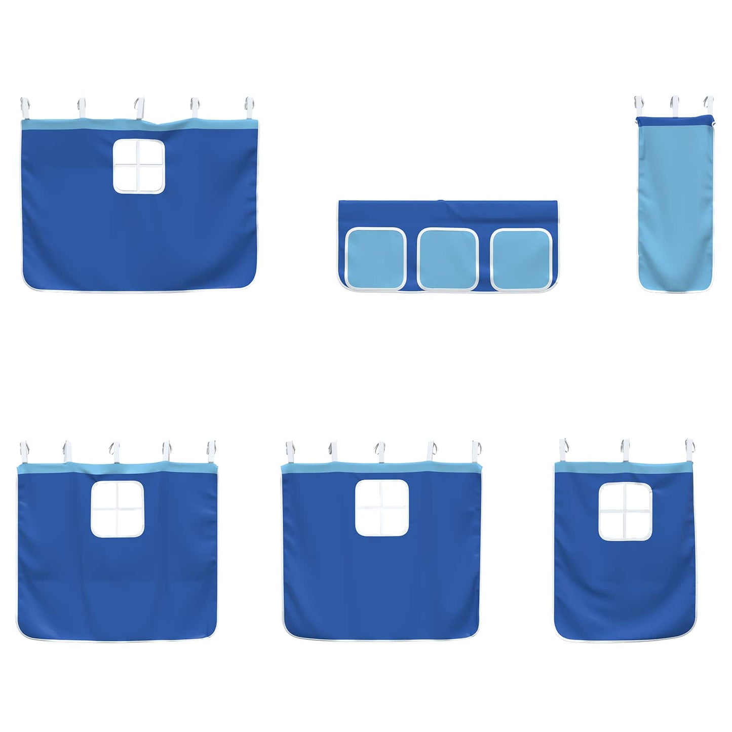 Kids'Loft Bed Frame with Curtains White and Blue 107 x 203 cm