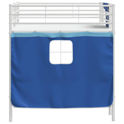 Kids'Loft Bed Frame with Curtains White and Blue 107 x 203 cm