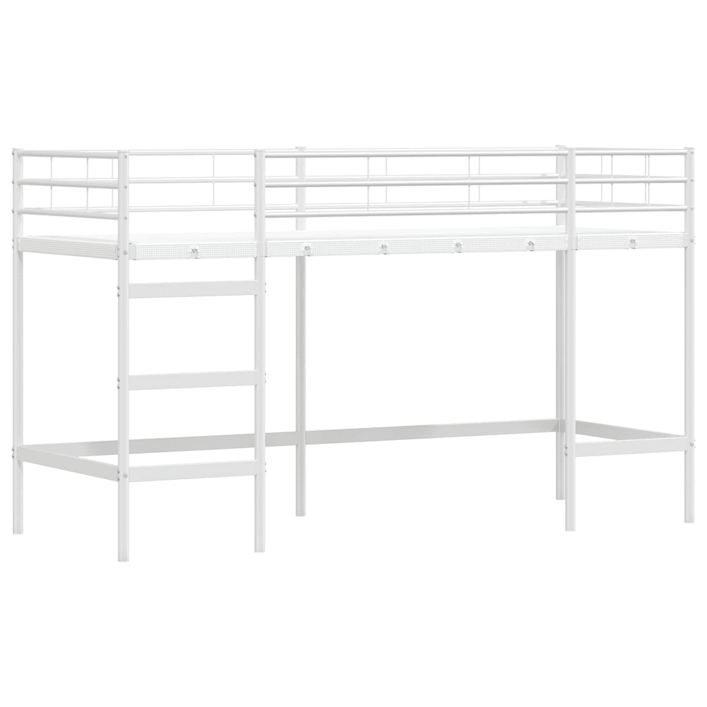 Kids'Loft Bed Frame with Curtains White and Pink 90 x 190 cm