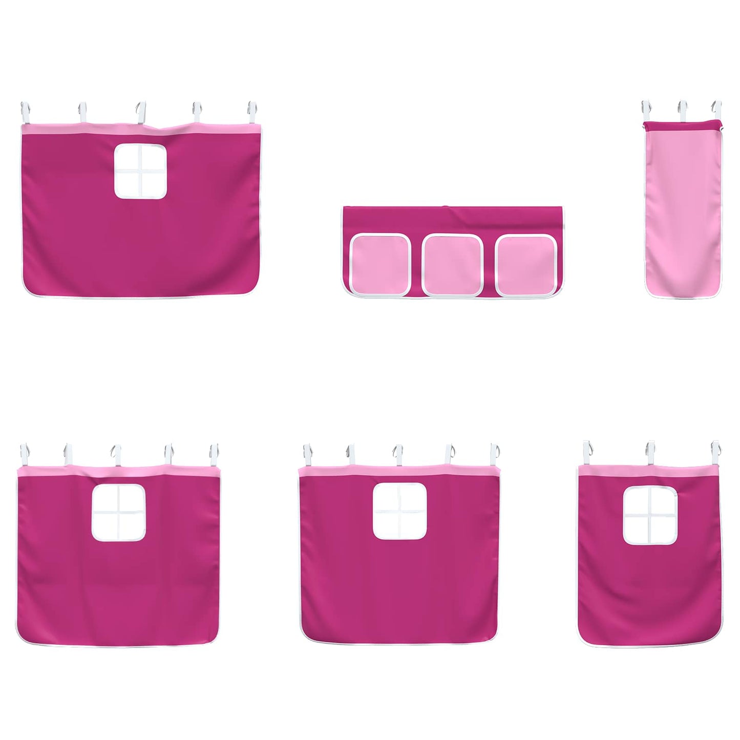 Kids'Loft Bed Frame with Curtains White and Pink 90 x 190 cm