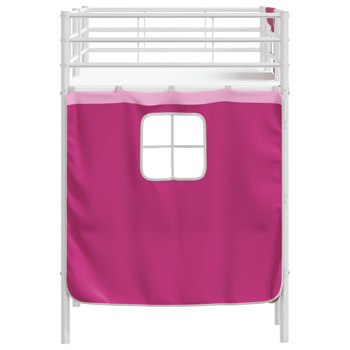 Kids'Loft Bed Frame with Curtains White and Pink 90 x 190 cm