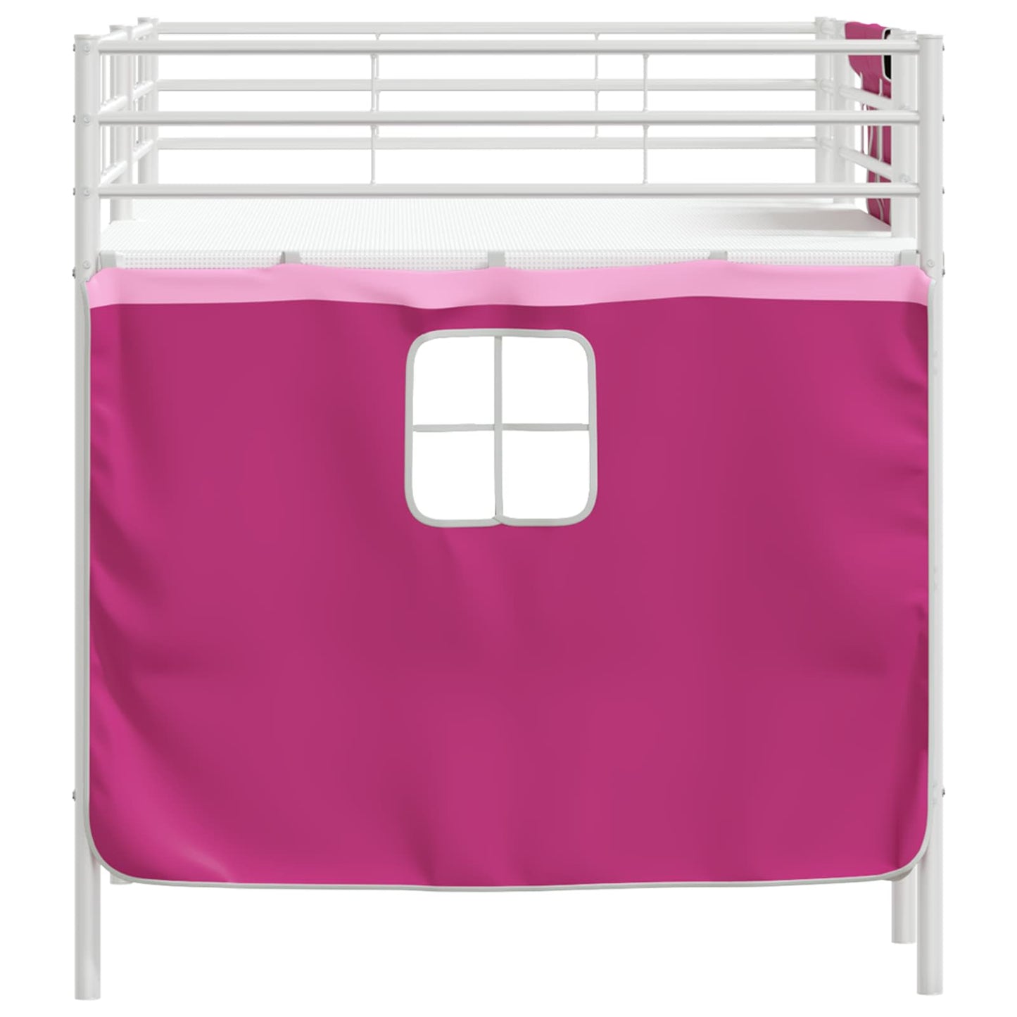 Kids'Loft Bed Frame with Curtains White and Pink 107 x 203 cm