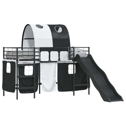 Kids'Loft Bed Frame Plain Black 75 x 190 cm Metal