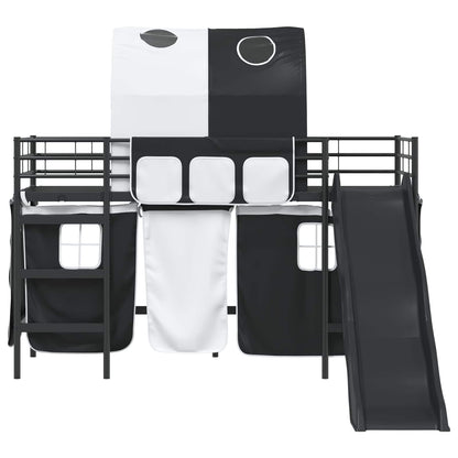Kids'Loft Bed Frame Plain Black 75 x 190 cm Metal