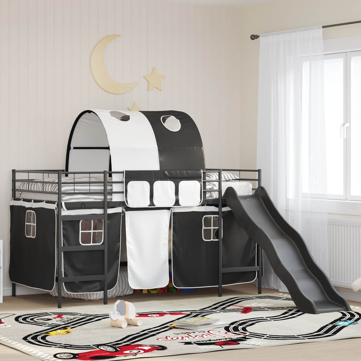 Kids'Loft Bed Frame Plain Black 107 x 203 cm Metal