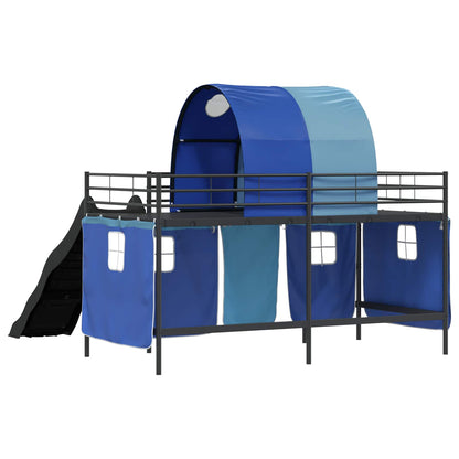 Kids'Loft Bed Frame Black and Blue 80 x 200 cm Metal