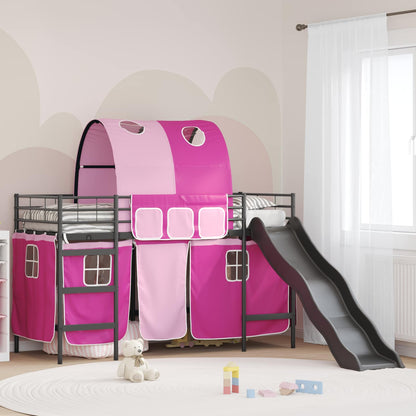 Kids'Loft Bed Frame Black and Pink 75 x 190 cm Metal