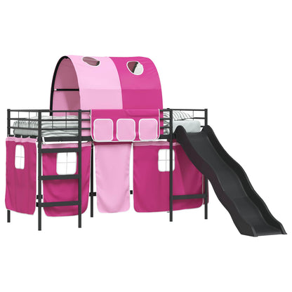 Kids'Loft Bed Frame Black and Pink 100 x 190 cm Metal
