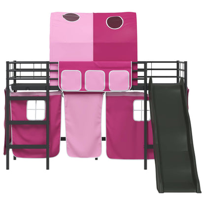 Kids'Loft Bed Frame Black and Pink 100 x 190 cm Metal