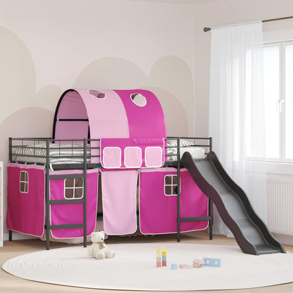 Kids'Loft Bed Frame Plain Black and Pink 107 x 203 cm Metal