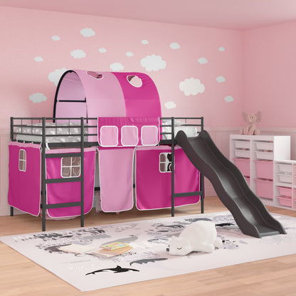 Kids'Loft Bed Frame Plain Black and Pink 107 x 203 cm Metal