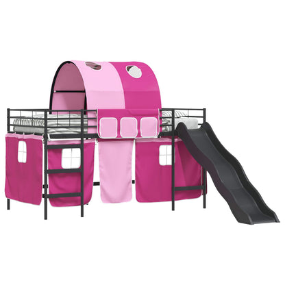 Kids'Loft Bed Frame Plain Black and Pink 107 x 203 cm Metal