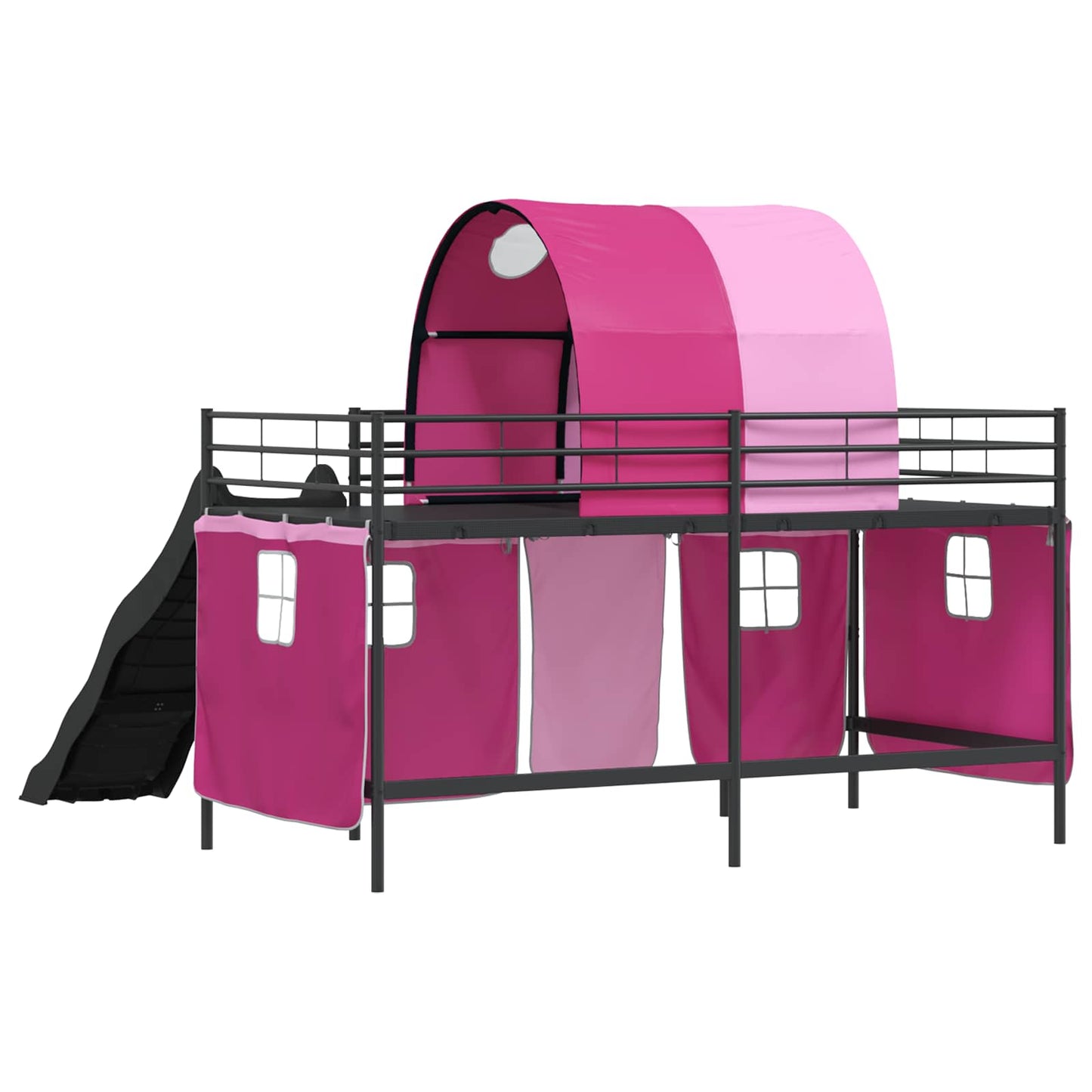 Kids'Loft Bed Frame Plain Black and Pink 107 x 203 cm Metal