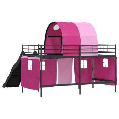 Kids'Loft Bed Frame Plain Black and Pink 107 x 203 cm Metal